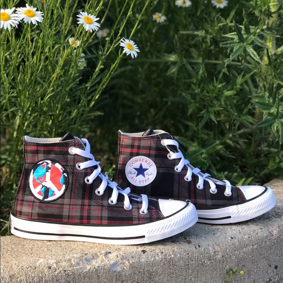 Sale 5 Star NWT HTF Converse CT Peace Plaid Hi - Picture 7 of 13